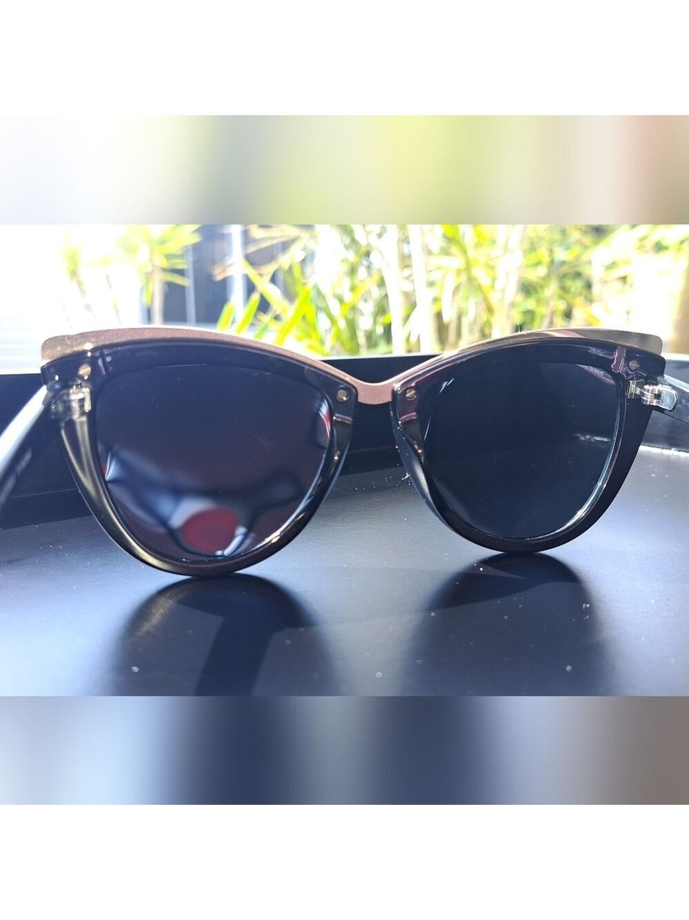 Prive Revaux The Juliette Cat Eye Sunglasses. Black Frames Gold tone Accent. - Picture 14 of 16
